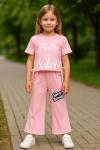 ALEVLİ PRETTY YAZILI ALT İSPANYOL KIZ TAKIM Pembe