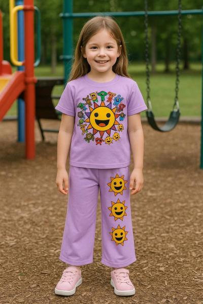 GÜNEŞLİ DÜNYA MODEL İSPANYOL KIZ TAKIM  Lila