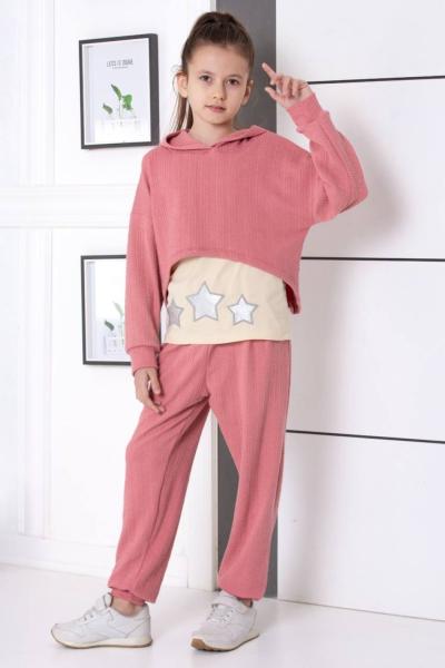 3 LÜ İÇ ASKI BADİLİ YILDIZLI EŞOFMAN TAKIMI Gül