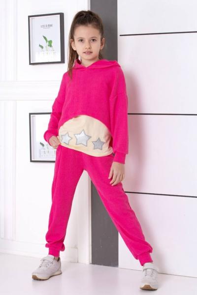 3 LÜ İÇ ASKI BADİLİ YILDIZLI EŞOFMAN TAKIMI Fuşya