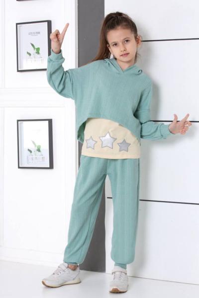 3 LÜ İÇ ASKI BADİLİ YILDIZLI EŞOFMAN TAKIMI Yeşil