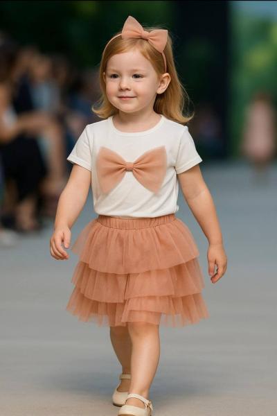 TÜLLÜ FİYONK ETEGİ KAT KAT TÜLLÜ TAKIM Somon