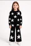 HER YERİ YILDIZLI PANTOLONLU TRİKO TAKIM Siyah