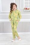 EKRU DESENLİ RENKLİ İKİLİ KIZ TAKIM  Yeşil