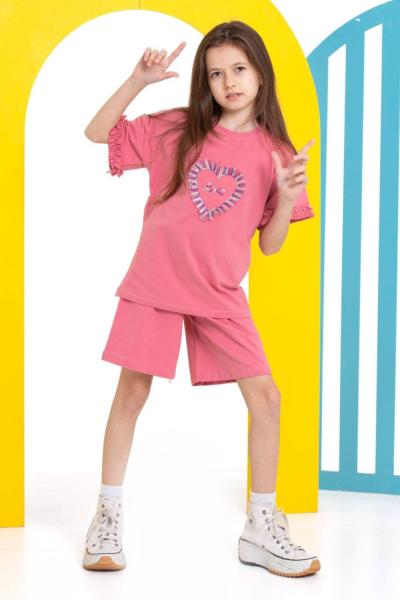 KALPLİ ORTASI LOVE NAKIŞLI ŞORTLU KIZ TAKIM  Gül