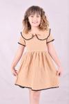 YAKASI BÜYÜK FİYONKLU MÜSLİN ELBİSE  Kahverengi