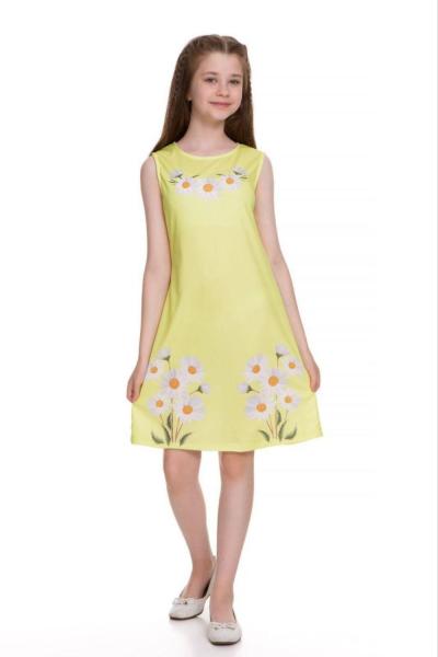 YAKA VE ETEK UCU PAPATYALI SIFIRKOL ELBİSE  Sarı