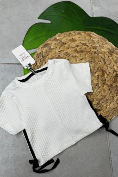 İKİ YANDAN BAĞLAMALI CROP Beyaz