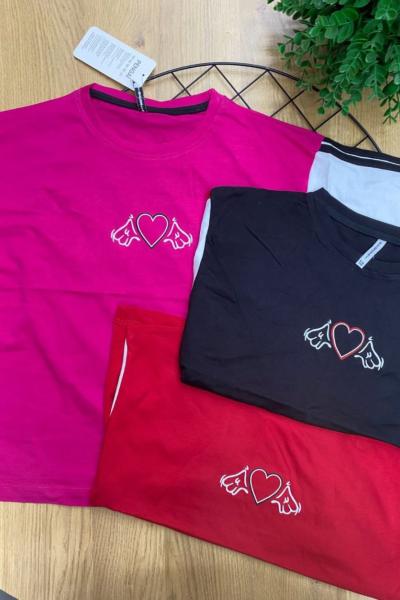 KANATLI KALPLİ KIZ TİŞÖRT  Siyah