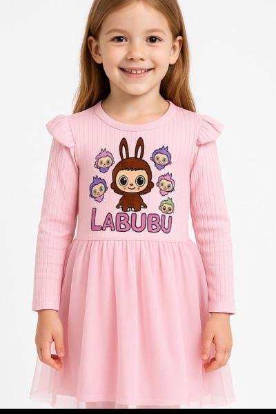 5 Lİ LABUBU TÜL KIZ ELBİSE Pembe