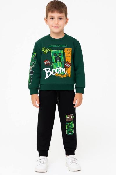 3 İP ŞARDONLU BOOM SURATLI MİNECRAFT EŞOFMAN TAKIMI Yeşil