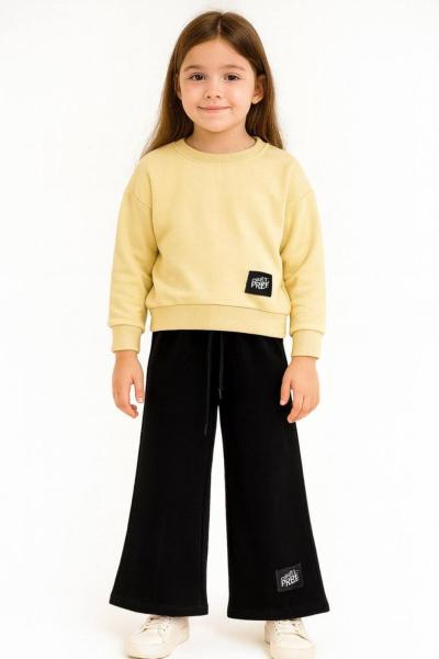 2 IP ETİKET DETAYLI ÇİMALI KIZ TAKIM  Sarı