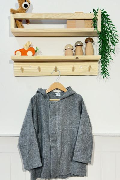 KAŞE KUMAŞ FERMUARLI CEPLİ KABAN Gri