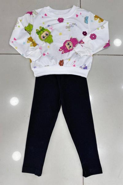 KULAKLARI FİYONKLU ÇİÇEKLİ LABUBU TAYTLI TAKIM Siyah