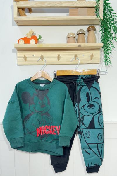 3 IP ŞARDONLU MİCKEY MOUSE TAKIM  Yeşil