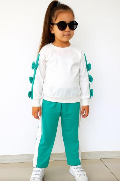 2 İP KOL FİYONKLU ALT ŞERİTLİ EŞOFMAN TAKIMI Yeşil