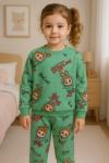 DİJİTAL 2 İP KAYKAYLI KIZ DESENLİ EŞOFMAN TAKIMI Yeşil