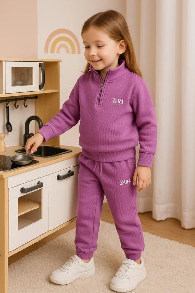 ZAR4 YARIM FERMUAR KIZ TAKIM Mürdüm