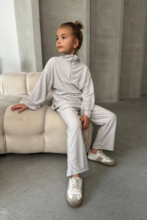 FİTİLLİ HAVLU KUMAŞ EŞOFMAN TAKIMI Gri