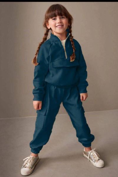 3 İP YARIM FERMUARLI KARGO CEP TAKIM Petrol Mavisi