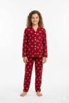 YILDIZLI SÜET KIZ PİJAMA TAKIMI Kırmızı