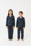 YAPRAKLI SÜET KIZ PİJAMA TAKIMI Lacivert