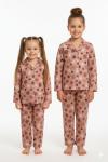 KAR DESENLİ SÜET KIZ PİJAMA TAKIMI Pembe