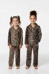 BÜYÜK LEOPARLI SÜET KIZ PİJAMA TAKIMI Leopar