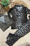 BÜYÜK LEOPARLI SÜET KIZ PİJAMA TAKIMI Leopar