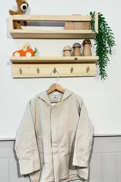 KAŞE KUMAŞ FERMUARLI CEPLİ KABAN Krem