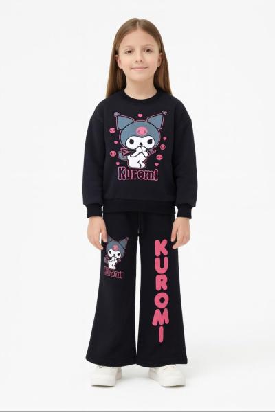 KUROMİ 3 İP ŞARDONLU KIZ TAKIM Siyah