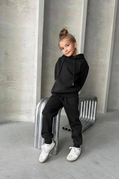 3 İP ŞARDONLU KAPŞONLU EŞOFMAN TAKIMI  Siyah