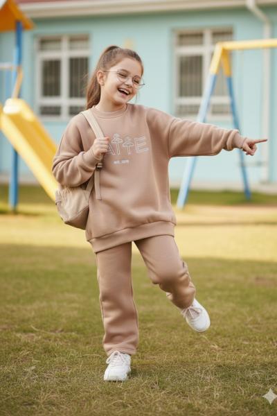 3 İP LATTE EŞOFMAN TAKIMI  Bej