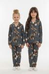 AYICIKLI KALPLİ SÜET PİJAMA TAKIMI  Gri