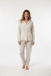 ÇİZGİLİ RENKLİ SÜET PİJAMA TAKIMI  Ekru