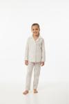 ÇİZGİLİ RENKLİ SÜET ÇOCUK PİJAMA TAKIMI  Ekru