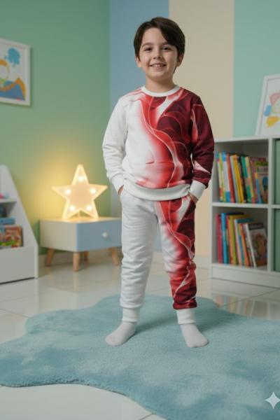 2 İP ŞARDONSUZ FOSFORLU EŞOFMAN TAKIMI  Kırmızı