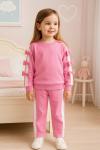 KOLLARI FİYONKLU EŞOFMAN ŞERİTLİ KIZ TAKIM Pembe