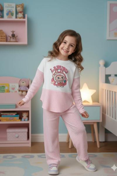 LABUBU SU YOLU KUMAŞI KIZ TARZ TAKIM Pembe