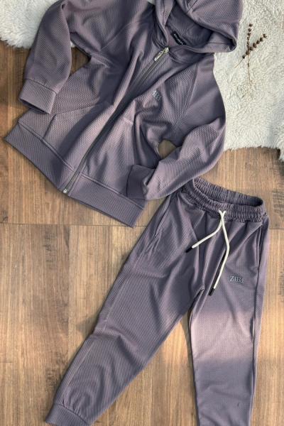 YENİ ZAR4 KAPŞONLU TAM FERMUARLI EŞOFMAN TAKIMI  Gri