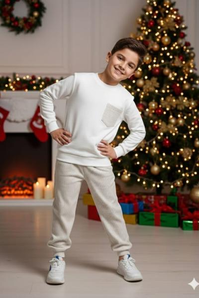 ÜST İKİ İP ALT SU YOLU PAÇA LASTİKLİ TARZ ERKEK TAKIM Bej