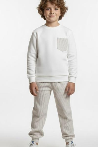 ÜST İKİ İP ALT SU YOLU PAÇA LASTİKLİ TARZ ERKEK TAKIM Bej