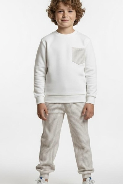 ÜST İKİ İP ALT SU YOLU PAÇA LASTİKLİ TARZ ERKEK TAKIM Bej