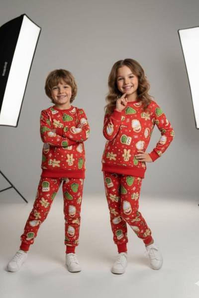 YILBAŞI KURABİYE ADAMLI UNİSEX EŞOFMAN TAKIMI  Kırmızı