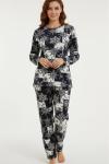 KAR TANELİ YILBAŞINA ÖZEL ANNE PİJAMA TAKIMI Lacivert