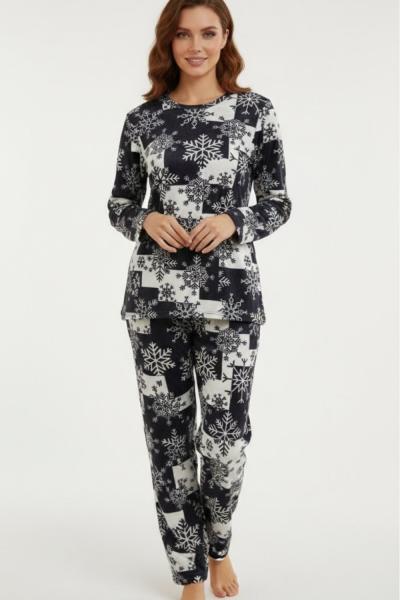 KAR TANELİ YILBAŞINA ÖZEL ANNE PİJAMA TAKIMI Lacivert