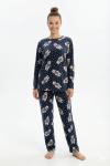 KARDAN ADAMLI YILBAŞINA ÖZEL ANNE PİJAMA TAKIMI Lacivert