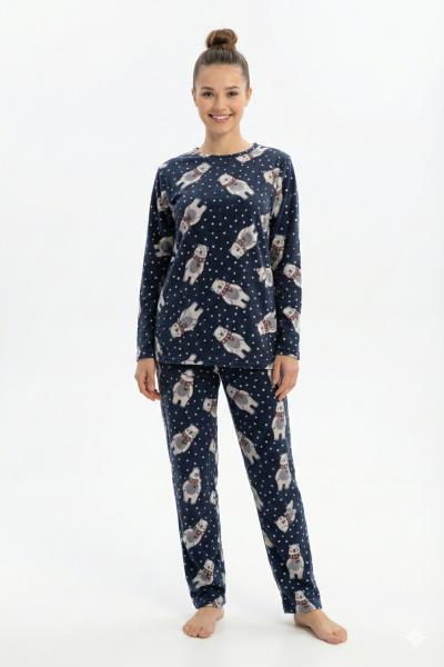 KARDAN ADAMLI YILBAŞINA ÖZEL ANNE PİJAMA TAKIMI Lacivert