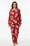 KARDAN ADAMLI YILBAŞINA ÖZEL ANNE PİJAMA TAKIMI Kırmızı