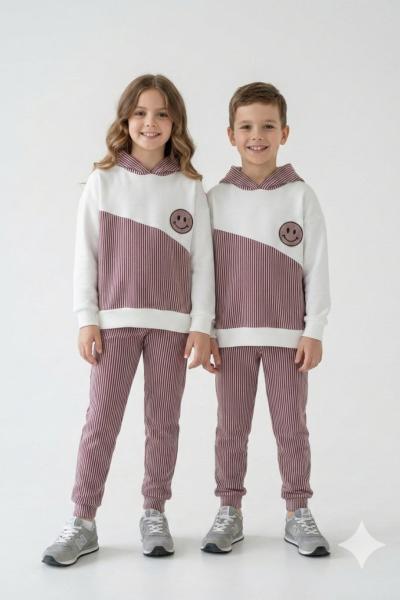 GÜLÜCÜK DETAYLI SU YOLU UNİSEX TARZ TAKIM Bordo